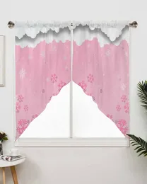 Curtain Christmas Snowflake Pink Short Living Room Kitchen Door Partition Home Decor Resturant Entrance Drapes