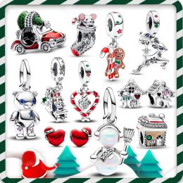 New 925 Sterling Silver Christmas Tree Pumpkin Charm Beads Fit Pan Bracelet Pendant Women DIY Fine Jewellery Christmas Gifts