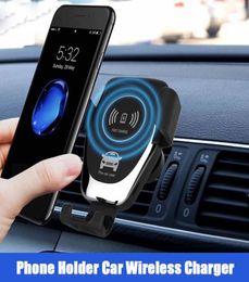 10W Fast Car Wireless Charger Air Conditioning Vent Clips Phone Holder Automatic induction Qi Wireless Car Charger For iPhone Sams2582968