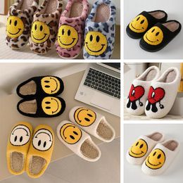 Hot sale Slippers Women's Plus For Winter Keep Warm Fluffy Faux Fur Smile Face Slippers For Women Men Fashion House Cotton Shoe