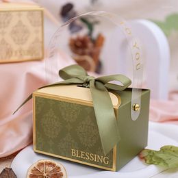 Gift Wrap Empty PackagingBox Portable Red Cardboard Gold Gilding Printing With Ribbon Wedding French High-Grade Storage Candy Biscuits Set