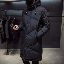 NONEAIR Mens High Quality Hooded Jacket Black Fashion Winter Men Brand Clothing Parka Thick Warm Long Coats 240106