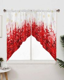 Curtain Christmas Red Pine Grove Short Living Room Kitchen Door Partition Home Decor Resturant Entrance Drapes