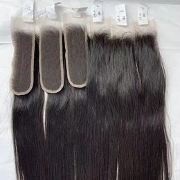 Brazilian Virgin Human Hair 2X6 HD Lace Closure Middle Part Silky Straight 12-22inch HD Top Closures