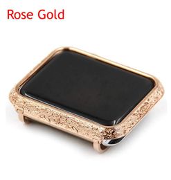New 38 42 mm CNC Engraved Ornate Gold Case Bezel For Apple Watch Series 1 2 3 Gold Plated Without Diamond Bracelet4797255