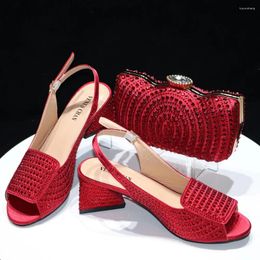Dress Shoes 2024 Selling Italian Bag Set Designer Thick Heels Formal Crystal Decoration Comfortable Women's High Sa