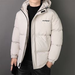 Men Autumn Winter Cotton Jacket Warm Comfortable Padded Thickened Down DoubleSided Clothes Removable Cap 240106