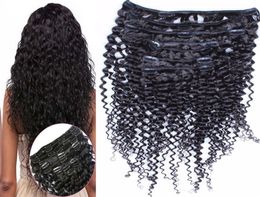 Brazilian Kinky Curly Clip In Hair Extensions 8 PiecesSet 100 Virgin Human Hair Natural Colour 100gSet Clip In Human Hair Extens4038920