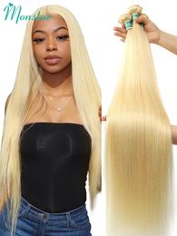 Monstar 134 613 Blonde Straight Hair Bundles Brazilian Remy Human Hair Honey Blonde Bundles 8- 40 Inch 240105