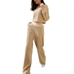 Women's Two Piece Pants 1 Set Crop Top Women Blouse Straight Leg Trousers Fitness Harem Hoodie Sweatpants Jogging Streetwear