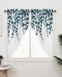 Curtain Watercolour Plant Leaf Illustration Green Triangular Home Decoration Window Treatments For Kitchen Livingroom Balcony