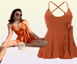 Fast delivery Women039s Tummy Control One Piece Swimsuit Swimdress Skirted Bathing Suit Y2008242172500