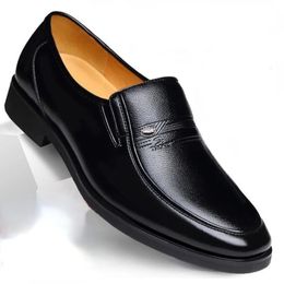 Genuine Leather Men Formal Shoes Loafers Dress Moccasins Breathable Slip on Black Driving Antislip Rubber Office 240106