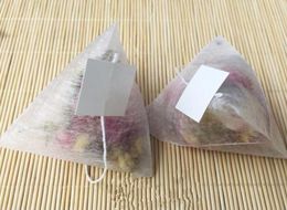 100pcslot PLA Biodegraded Tea Philtres Corn Fibre Tea bags Quadrangle Pyramid Shape Heat Sealing Philtre Bags foodgrade 5570mm fr7724317