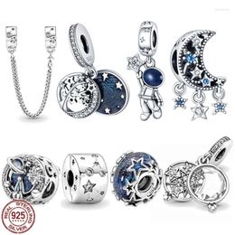Loose Gemstones 925 Sterling Silver Blue Starry Collection Moon Dream Catcher Star Charm Beads Fit Original Bracelet DIY Jewelry