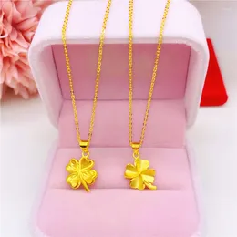 Pendant Necklaces Simple Little Fresh Four-leaf Clover Gold-plated Vietnamese Sargent Gold Necklace Fine Clavicle Chain Yellow