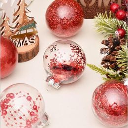 30PCs 6cm Christmas Ball Ornaments Decorative Shatterproof Clear Plastic Xmas Balls Baubles Set with Stuffed Delicate Decoratio 202136