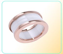 fashion titanium steel love ring silver rose gold lovers white black Ceramic couple gift Colour Bridal Sets Classic Spring Ring2831495
