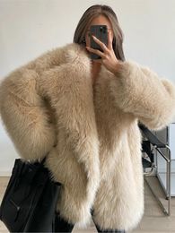 Women's Jackets Elegant Solid Faux Fur Warm Short Coat For Women Fashion Turn-down Collar Long Sleeves Jacket 2024 Autumn Winter Female