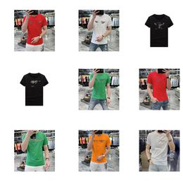 Summer t shirt new fashion brand men fashion short sleeve laser hot diamond T-shirt men mercerized cotton explosion fashion fashion fit out red black yellow white