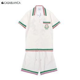 Men's Luxury Designer Mens Shorts Casablanca Polo Collar Plaid Short Sleeve Dress Set Shirt High Quality Fashion Masao San Casual N7cl