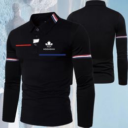 HDDHDHH Brand Printing POLO Shirt Men's Long Sleeve T-Shirt Spring and Autumn Lapel Top Business Casual T-Shirt 240106