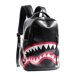 Men's Backpack Travel Bag Fashion lattice backpack student schoolbag large capacity shark bag Street trend man