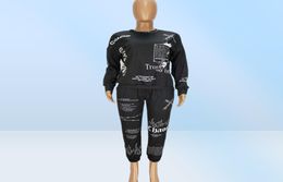 Graffiti Streetwear Tracksuits Two 2 Piece Set Womens Tracksuit Female White Black Tops And Pants Women Matching Sets Outfits Swea8527166