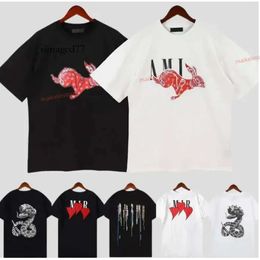 am amri Mens Tshirt Limited Edition Couples Wear Summer Fashion Amirs Shirt Splash-ink Print Short Sleeve Casual Crewneck 102 633