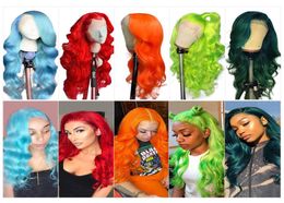 Brazilian Body Wave 13x1 Lace Front Wigs Blue Red Pink 99j Colorful Remy Human Hair Lace Front Wigs Pre Plucked Human Hair Wigs4607755