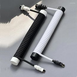 Computer Cables Black White Keyboard Cable Aviation Plug Data Type-C Wire Spiral Charging With Customised Fixed Rod