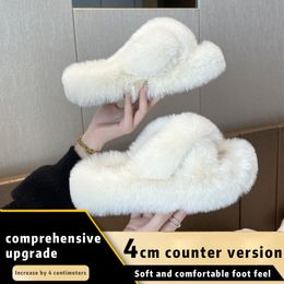 Platform Designer sandals fur slippers sliders womans sandal warm home shoes casual 4-7cm comfort soft EUR 36-41 Flat Bottoms