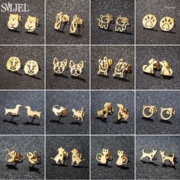 Stud Earrings SMJEL Lovely Animal Stainless Steel For Women Children Jewelry Dachshund Chihuahua Dog Earings Kitten Accessories