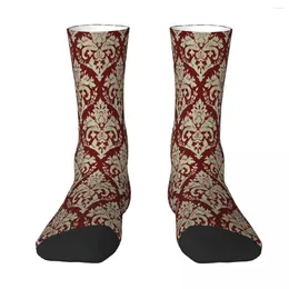 Men's Socks Vintage Damask Pattern With Bling Texture Sock Men Women Polyester Stockings Customizable Hip Hop
