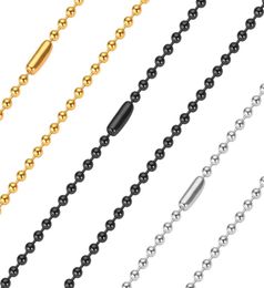 24mm Beads Ball Chains Necklaces Not Fade Stainless Steel Women Fashion Men Hip Hop Jewelry 24 Inch Silver Black 18K Gold Plated 5021185