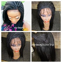 Short Bob Synthetic Wigs For African Black Women Lace Front Wig African Braiding box Braids wig with baby hair Heat Resistant6903913