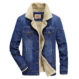 Denim Jackets Winter Men Thick Outerwear Coats Mens Warm Fleece Jeans Black Casual Coat Cotton Jacket Clothing 240105