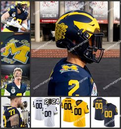 2024 Rose Bowl Drake Nugent Michigan Wolverines Football Jersey Custom Stitched Mens 73 LaDarius Henderson 89 AJ Barner 5 Josaiah Stewart Michigan Jerseys new