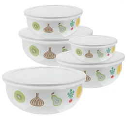 Dinnerware Sets Enamel Preservation Bowl Prep Bowls With Lids Chinese Containers Mixing Household