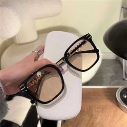 16% OFF Sunglasses New High Quality small fragrant glasses 0749 square large frame plate myopic men and women's beauty Artefact powder blusher ice tea