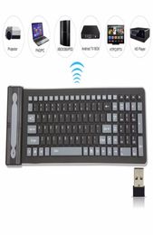 Portable 24G Wireless Silicone Soft Keyboard 107 key Flexible Waterproof Folding Keyboard Pocket Rubber Keyboard for PC Laptops7040237