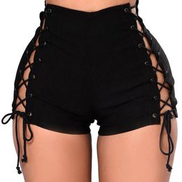 Jeans Heiße Damen Kurze Hosen Frauen Sommer Sexy Hohe Taille Zip Dünne Denim Lace Up Mini Shorts Hosen Y515