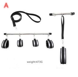 Stainless Steel Spreader Bar for Leg Spread Expandable Adjustable with Bdsm Bondage Handcuffs Adult Games Sex Toys for Couples9852515