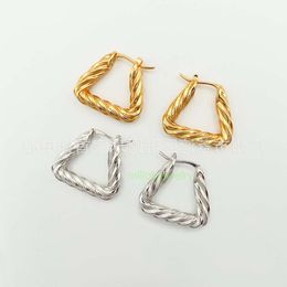 bottegaly venettaly earrings Jiang Shuying's fashionable triangular thread pure silver earrings in same French minimalist elegant high-end earrings
