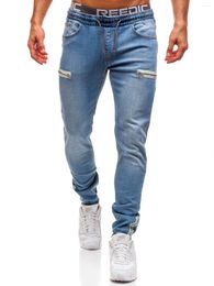 Men's Jeans Fashion Denim Pants Cotton Soft Frosted Fabric Zipper Design Sports Slim Casual Trousers
