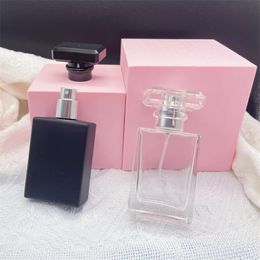 30ml rectangle glass transparent matte black sprayer perfume bottles