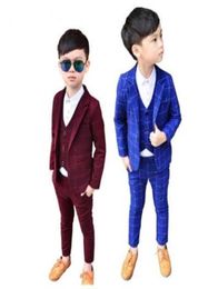 Formal 3PCS Kids Plaid Wedding Blazer Suit Brand Flower Boys party Tuxedos sets School Suit Kids Spring Clothing Sets 212Y 2011276318900