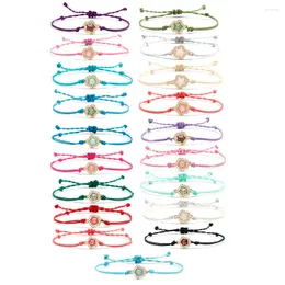Charm Bracelets Colorful OPAL CZ Zirconia Five-pointed Star Pentagram Pentagon For Women Bracelet Red String Rope Chain Handwoven Jewelry