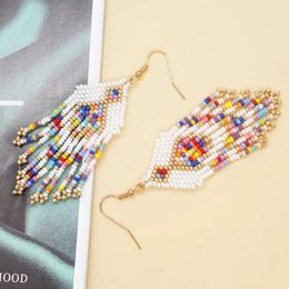 Dangle Earrings Rice Bead Hand Knitting Retro Jigsaw Puzzle Beading Simple Bohemia Geometry Alloy Ma'am Fringe