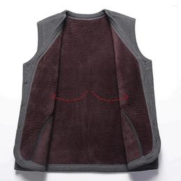 Men's Vests Fashionable Winter Vest Fall Single-breasted V Neck Plush Sleeveless Cardigan With Pockets Casual For Men